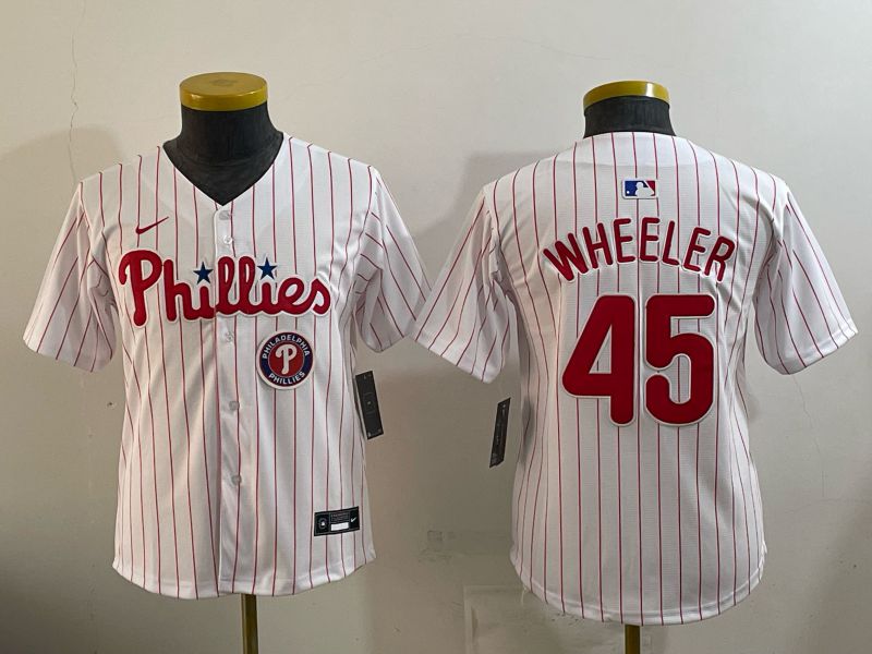 Youth 2026 Philadelphia Phillies #45 Wheeler White Game Nike MLB Jersey style 07